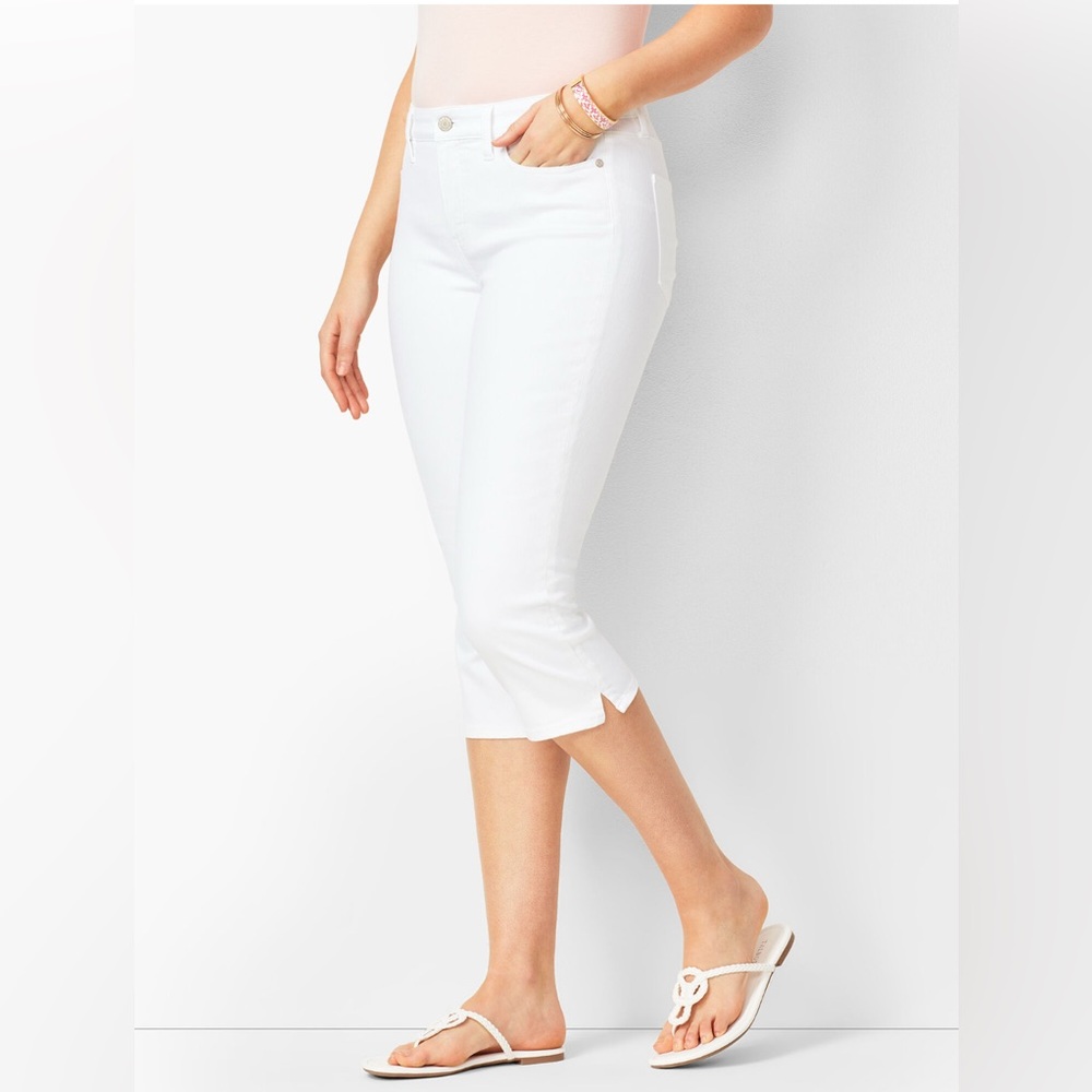 Talbots Pedal Pusher White Denim Summer Crop jeans Size SP